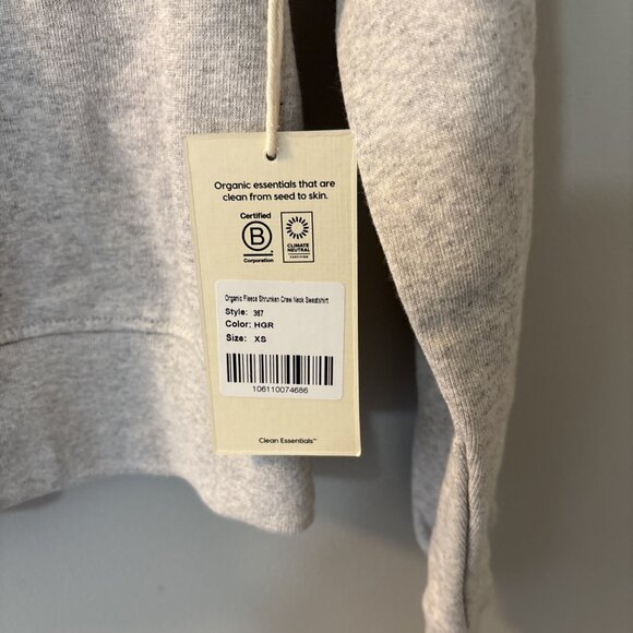 MATE the Label Organic Fleece Shrunken Crew Neck Sweatshirt Heather Grey Xsmall - Picture 6 of 9